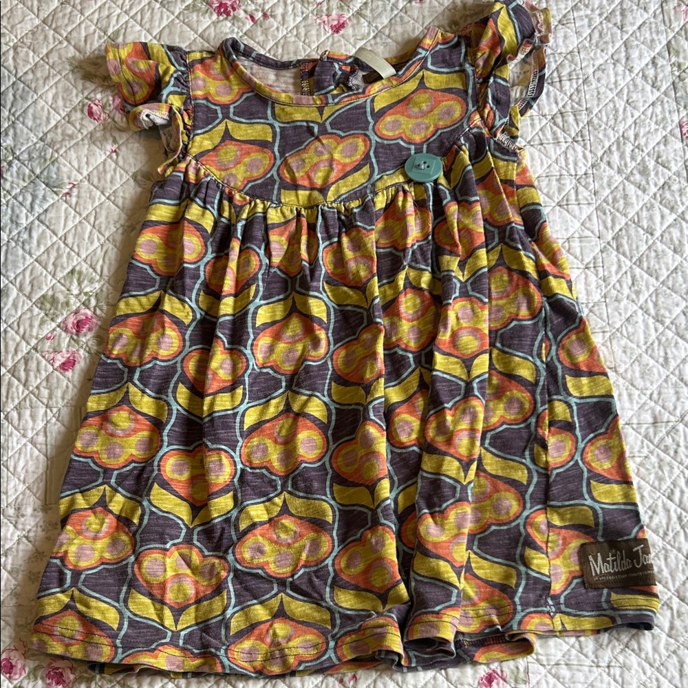 Matilda Jane Vibrant Yellow and Gray Patterned Dress